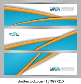 Banner template. Abstract background for design,  business, education, advertisement. Blue and orange color. Vector illustration.