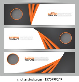 Banner template. Abstract background for design,  business, education, advertisement. Black and orange color. Vector illustration.