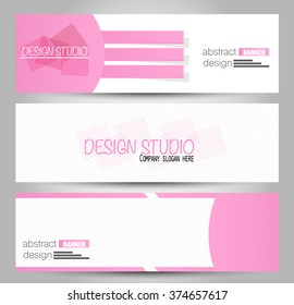 Banner template. Abstract background for design,  business, education, advertisement. Pink color. Vector  illustration.