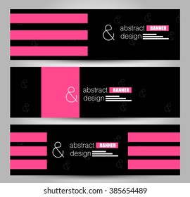 Banner template. Abstract background for design,  business, education, advertisement. Pink and black color. Vector  illustration.