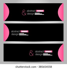 Banner template. Abstract background for design,  business, education, advertisement. Pink and black color. Vector  illustration.