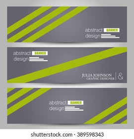 Banner template. Abstract background for design,  business, education, advertisement. Green and grey color. Vector  illustration.