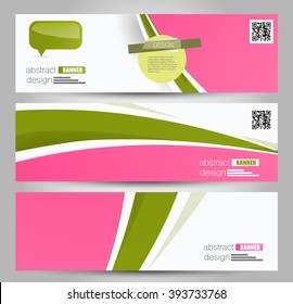 Banner template. Abstract background for design,  business, education, advertisement. Pink and green color. Vector  illustration.