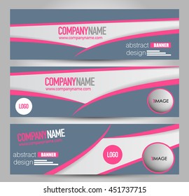 Banner template. Abstract background for design,  business, education, advertisement. Pink and grey color. Vector  illustration