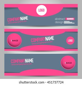 Banner template. Abstract background for design,  business, education, advertisement. Pink and grey color. Vector  illustration