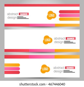 Banner template. Abstract background for design,  business, education, advertisement. Pink, red, and orange color. Vector  illustration.