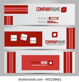 Banner template. Abstract background for design,  business, education, advertisement. Red color. Vector  illustration.