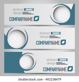 Banner template. Abstract background for design,  business, education, advertisement.  Blue color. Vector  illustration.