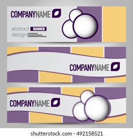 Banner template. Abstract background for design,  business, education, advertisement. Purple and yellow color. Vector  illustration.