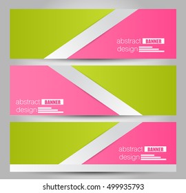 Banner template. Abstract background for design,  business, education, advertisement. Pink and green color. Vector  illustration