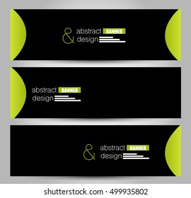 Banner template. Abstract background for design,  business, education, advertisement. Green and black color. Vector  illustration