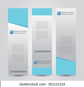 Banner template. Abstract background for design,  business, education, advertisement. Blue color. Vector  illustration