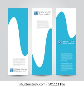 Banner template. Abstract background for design,  business, education, advertisement. Blue color. Vector  illustration