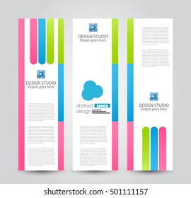 Banner template. Abstract background for design,  business, education, advertisement. Pink, green, and blue color. Vector  illustration
