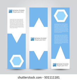Banner template. Abstract background for design,  business, education, advertisement. Blue color. Vector  illustration