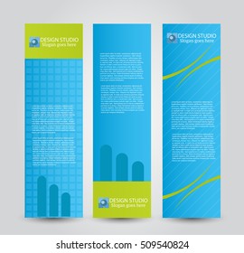 Banner template. Abstract background for design,  business, education, advertisement. Blue and green color. Vector  illustration