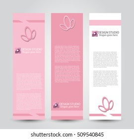 Banner template. Abstract background for design,  business, education, advertisement. Pink color. Vector  illustration