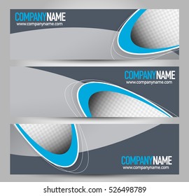 Plantilla de banner. Antecedentes abstractos de diseño, negocios, educación, publicidad. Color azul y gris.  Ilustración vectorial.