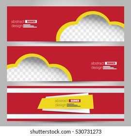 Banner template. Abstract background for design,  business, education, advertisement. Red and yellow color. Vector  illustration.
