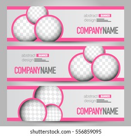 Banner template. Abstract background for design,  business, education, advertisement. Pink color. Vector  illustration.