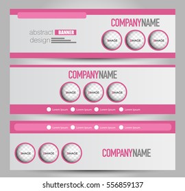Banner template. Abstract background for design,  business, education, advertisement. Pink color. Vector  illustration.