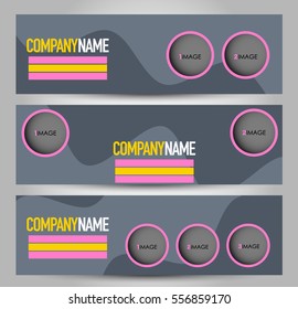 Banner template. Abstract background for design,  business, education, advertisement. Grey, pink and orange color. Vector  illustration.