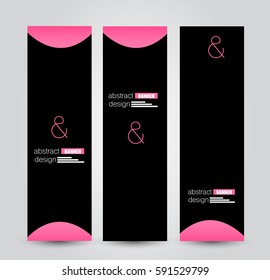 Banner template. Abstract background for design,  business, education, advertisement. Black and pink color. Vector  illustration