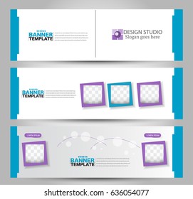 Banner template. Abstract background for design,  business, education, advertisement. Purple and blue color. Vector  illustration