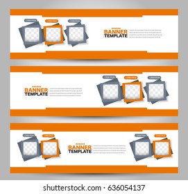 Banner template. Abstract background for design,  business, education, advertisement. Orange color. Vector  illustration
