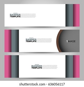 Banner template. Abstract background for design,  business, education, advertisement. Pink and grey color. Vector  illustration