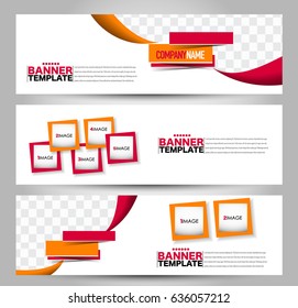 Banner template. Abstract background for design,  business, education, advertisement. Orange and red color. Vector  illustration