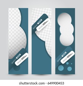 Banner template. Abstract background for design,  business, education, advertisement. Blue color. Vector  illustration
