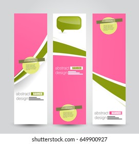 Banner template. Abstract background for design,  business, education, advertisement. Pink and green color. Vector  illustration