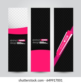 Banner template. Abstract background for design,  business, education, advertisement. Black and pink color. Vector  illustration