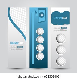 Banner template. Abstract background for design,  business, education, advertisement. Blue color. Vector  illustration.