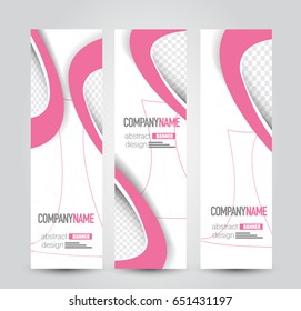Banner template. Abstract background for design,  business, education, advertisement. Pink color. Vector  illustration.