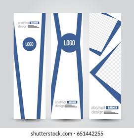 Banner template. Abstract background for design,  business, education, advertisement. Blue color. Vector  illustration.