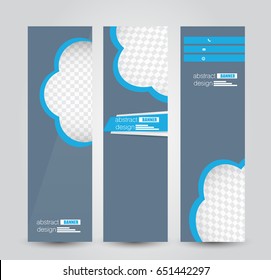 Banner template. Abstract background for design,  business, education, advertisement. Blue color. Vector  illustration.