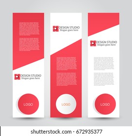 Banner template. Abstract background for design,  business, education, advertisement. Red color. Vector  illustration.