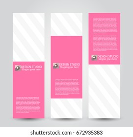 Banner template. Abstract background for design,  business, education, advertisement. Pink color. Vector  illustration.