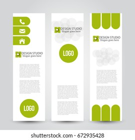 Banner template. Abstract background for design,  business, education, advertisement. Green color. Vector  illustration.