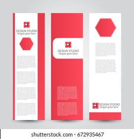 Banner template. Abstract background for design,  business, education, advertisement. Red color. Vector  illustration.
