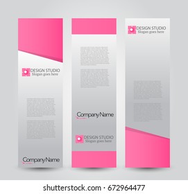 Banner template. Abstract background for design,  business, education, advertisement. Pink color. Vector  illustration.