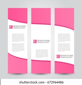 Banner template. Abstract background for design,  business, education, advertisement. Pink color. Vector  illustration.