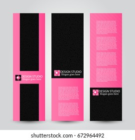 Banner template. Abstract background for design,  business, education, advertisement. Pink and black color. Vector  illustration.