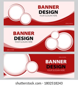 Banner template abstract desing with red color background and with circle