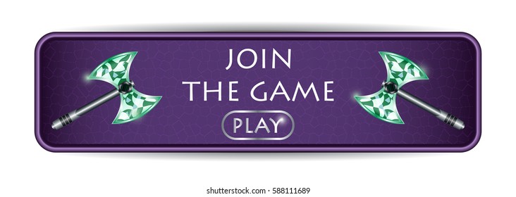 Banner Template Axe Cartoon Medieval Weapon Element. Vector Illustration Icon Can be used for RPG, Web, Mobile App, Infographics. Game asset.