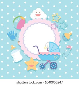 Banner template with baby items illustration