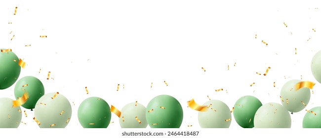 banner template background with green balloons for banner template background with green balloons for celebration, party, holiday, congratulation, grand opening happy day and card luxury greeting