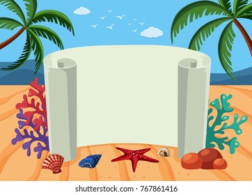 Banner template with beach background illustration